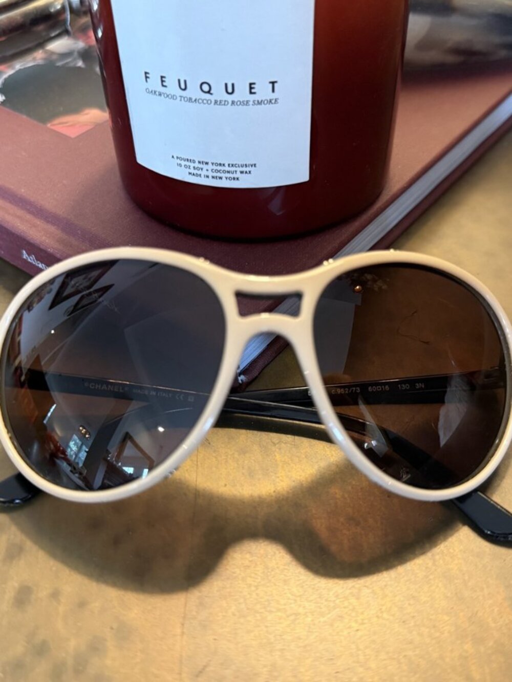 CHANEL Nude & Black Logo Frame Sunglasses O/S - Picture 2 of 7